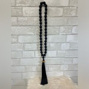India Hicks Komboloi Black Wood Bead Tassel Necklace